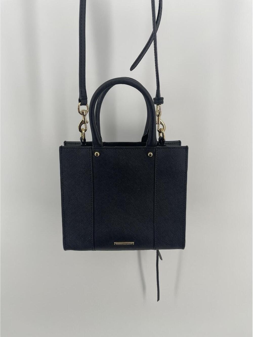 Rebecca Minkoff Black Mini Tote Crossbody Bag Gold Hardware Women’s
